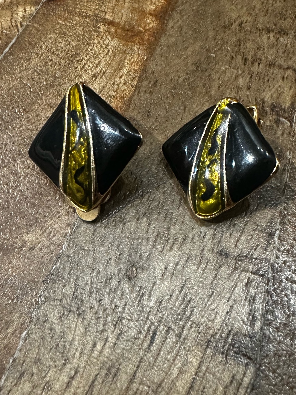 Vintage Black and Green Clip Ons